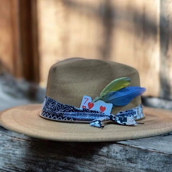 Dark Brown Burnt Wide Brim Rancher Fedora Hat NWT main image 4